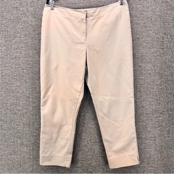 Chicos Womens Cropped Pants Size 12 Or 2 Khaki Minimalist Career Soft Trouser - Picture 1 of 13